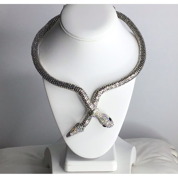 CRYSTAL EMBELLISHED SNAKE COLLAR NECKLACE SET - Picture 2 of 3